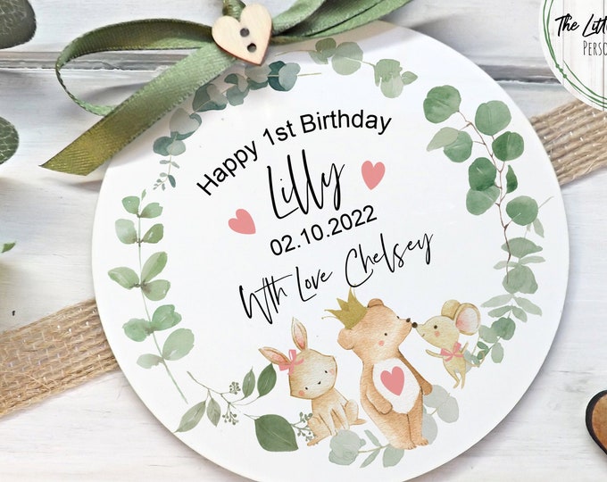 1st Birthday Gift, 1st Birthday Girl Personalised Keepsake Plaque, Giftbag Option