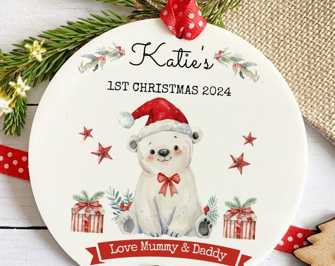Personalised Baby's 1st Christmas Ornament, Baby Keepsake, Christmas Bauble, Baby's First Christmas Decoration, New Baby Christmas Gift,