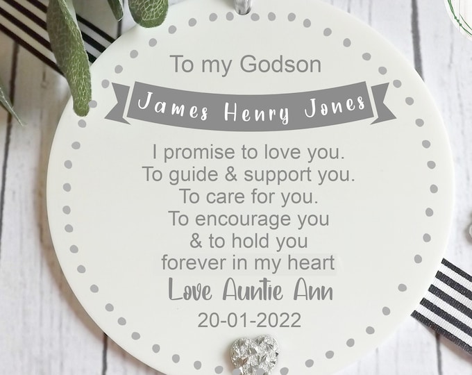 Christening Gift, Personalised Godson ,Goddaughter Gift Christening Keepsake, Baptism Gift, Godparents Gift.