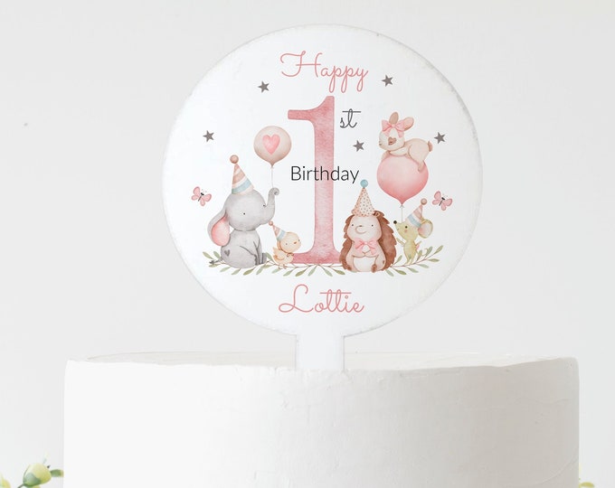 Personalised 1st Birthday Cake Topper, Children's Cake Decoration, Happy Birthday Decoration, Acrylic Cake paddle