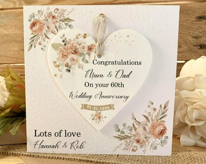 Personalised Wedding Anniversary Card | Any Year Keepsake Gift for Mum Dad Grandparents | Custom Milestone Card for Parents Grandad Grandma