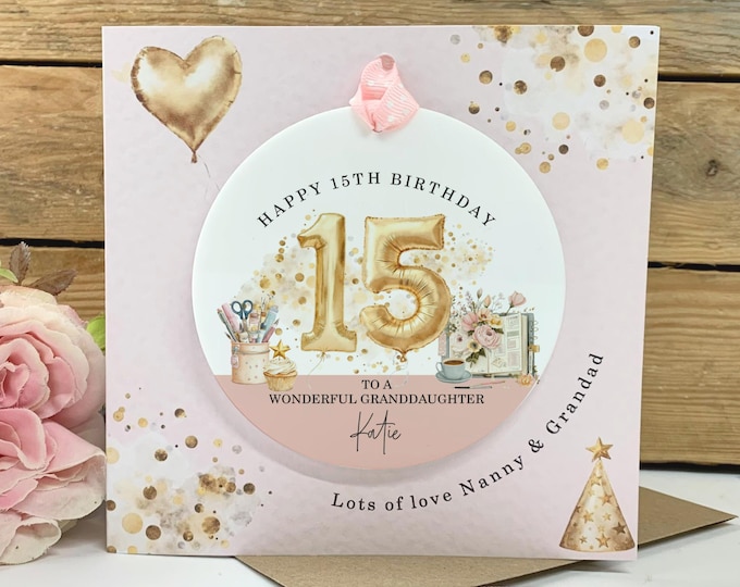 Personalised Granddaughter 15th Birthday Card, 15th Birthday Keepsake Card, Teen Girl Gift, Handmade Card, Daughter Niece Any Age Card