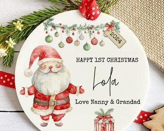 First Christmas, Granddaughter Grandson 1st Christmas Bauble, Personalised Baby's First Christmas Ornament, Acrylic Keepsake Bauble