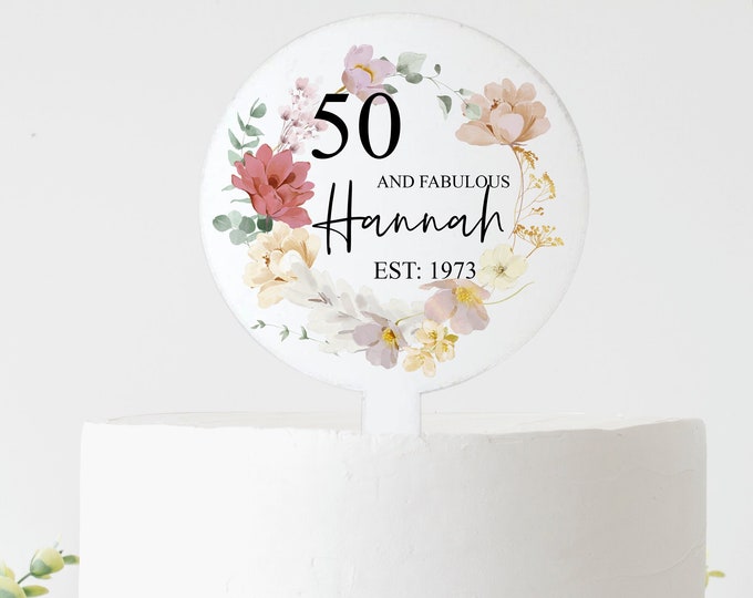 Birthday Cake Topper, Personalised Any Age, Happy Birthday Decoration, Acrylic Cake paddle