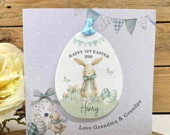 Personalised Easter Keepsake Card, 1st Easter Card for Son, Grandson, Nephew, Godson, Boy's 1st Easter, Acrylic Egg Gift, Any Relation,