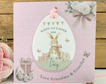 Personalised Easter Keepsake Card, 1st Easter Card for Daughter, Granddaughter, Niece, Goddaughter, Girl's 1st Easter, Any Relation,