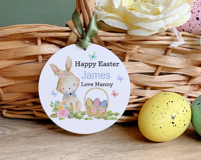 Easter Basket Tag, Easter Basket Gift, Easter Gift For Kids, Easter Decoration, First Easter Keepsake, Boy Easter Gift, 8x8cm