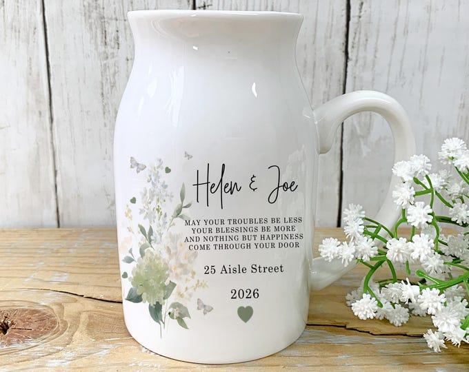 Personalised Ceramic Jug, New Home Gift, Housewarming Keepsake, Couples Gift