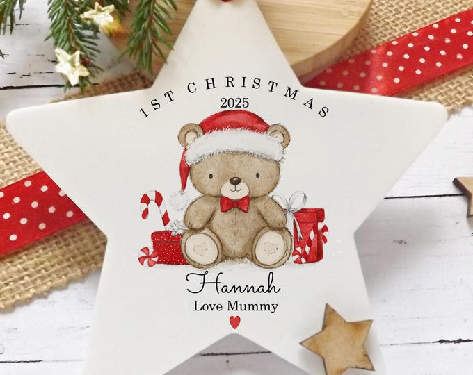 Personalised Baby's 1st Christmas Ornament, Baby Keepsake, Christmas Star, Baby's First Christmas Decoration, New Baby Christmas Gift,