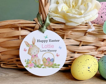 Easter Basket Tag, Easter Basket Gift, Easter Gift For Kids, Easter Decoration, First Easter Keepsake, Girl Easter Gift, 8x8cm