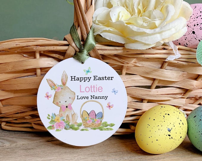 Easter Basket Tag, Easter Basket Gift, Easter Gift For Kids, Easter Decoration, First Easter Keepsake, Girl Easter Gift, 8x8cm