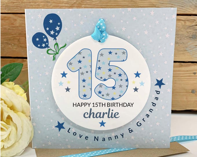 Grandson 15th Birthday Card, Teenager Birthday Keepsake, Son Nephew Gift, Any Age, Teen Boy Gift, Birthday Gift,