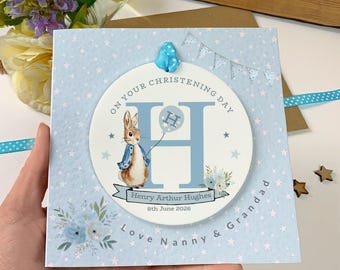 Personalised Christening Baptism Card, Godson, Son, Grandson Detachable Keepsake Gift