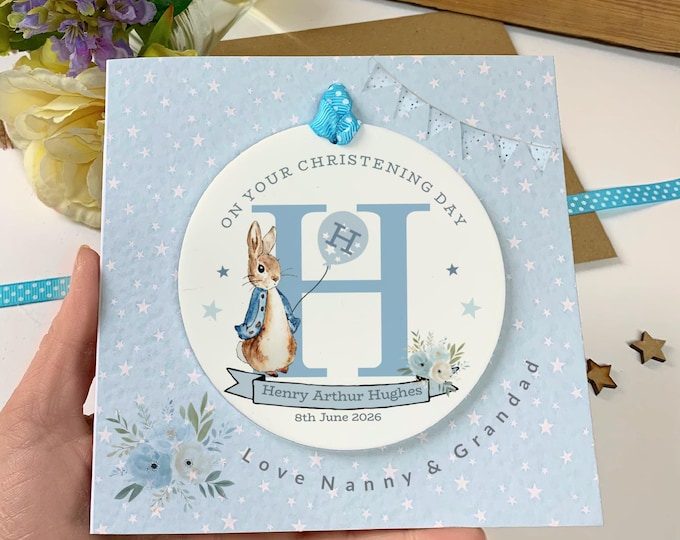 Personalised Christening Baptism Keepsake Card, Grandson, Godson, Nephew Detachable Gift, Christening Present