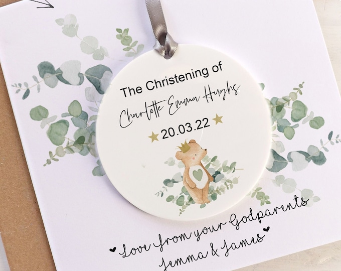 Personalised Christening Gift, Christening Keepsake Card, Baptism Gift, Godchild Keepsake.