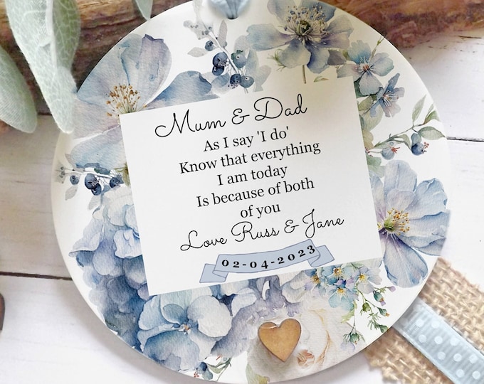 Parents of the Bride Gift, Mum & Dad Gift, Wedding Keepsake, Wedding Favour, Acrylic Plaque, Giftbag Option