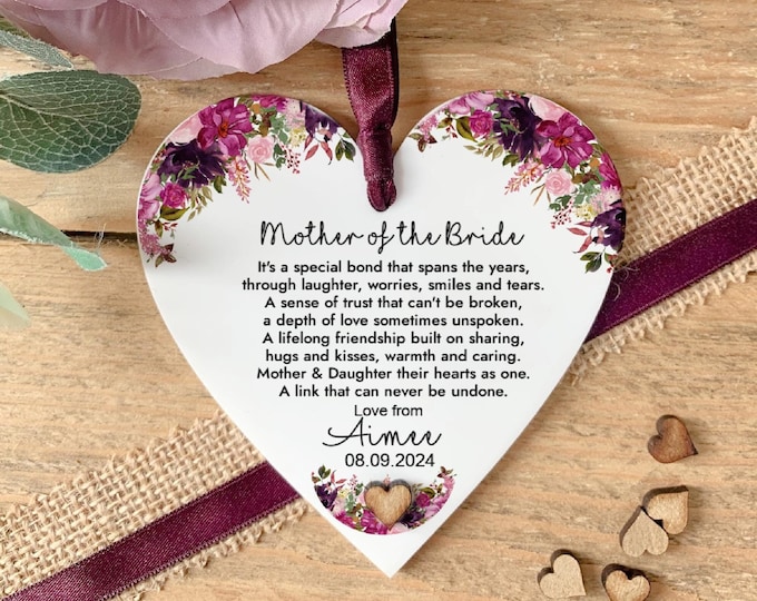 Personalised Mother Of The Bride Gift, Mum Wedding Keepsake, Wedding Gift, Custom Couple Keepsake, Unique Wedding Memento, Wedding Gift.