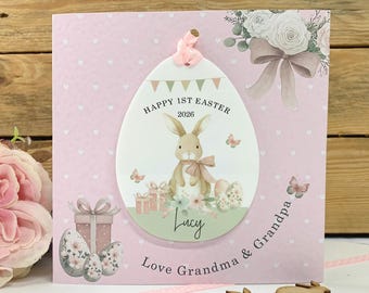 Personalised Easter Keepsake Card, 1st Easter Card for Daughter, Granddaughter Niece, Girl's  1st Easter, Acrylic Egg Gift, Any Relation,