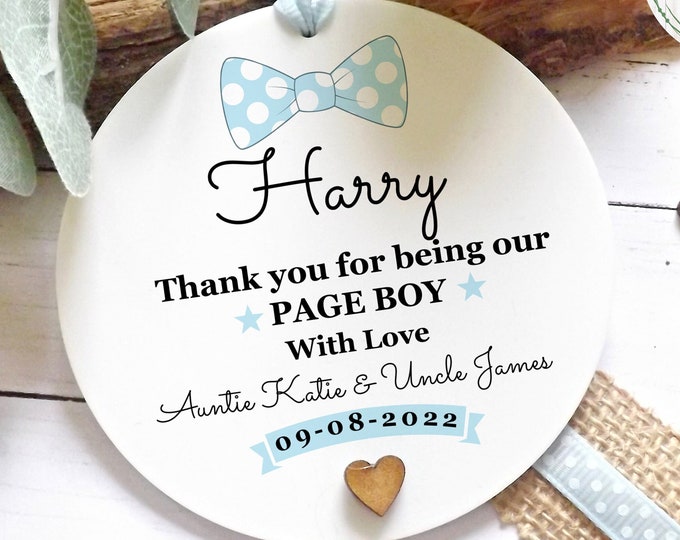 Page Boy, Wedding Personalised Hanging Keepsake, Acrylic Gift