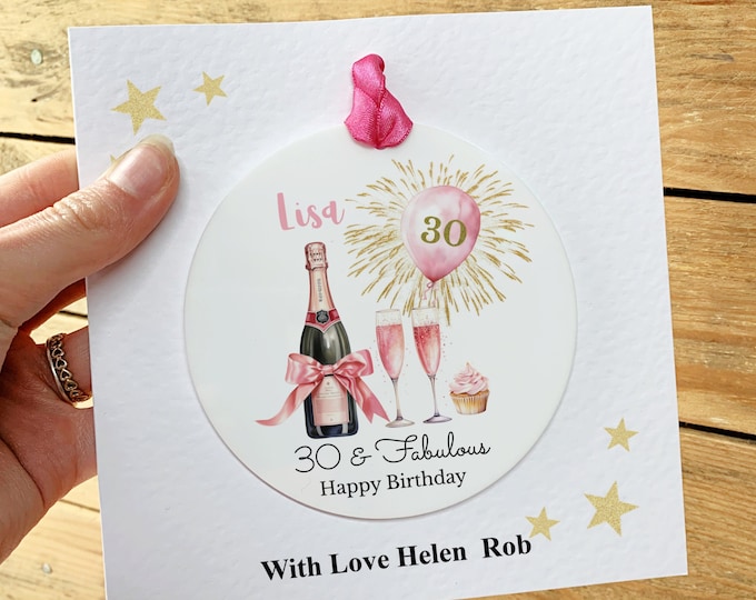 Personalised 30th Birthday Card, 30th Birthday Card For Sister, Auntie, Friend, 30th Birthday Gift, Thirty & Fabulous Keepsake Card,