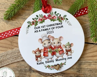 First Christmas As a Family keepsake, 1st Christmas Ornament, Hanging Decoration Gift, Family 3, 4 Acrylic Keepsake WITH  GIFTBAG