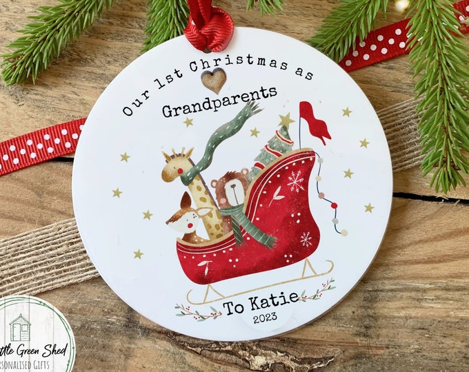 Personalised Grandparent's 1st Christmas Ornament,Grandparents First Christmas Decoration, Grandparents Christmas Gift, With Giftbag