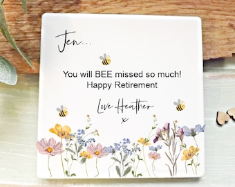 Retirement gift, Good Luck gift, Colleague Gift, Neighbour Gift, Leaving Gift, Retirement gift for Women,  Personalised Coaster