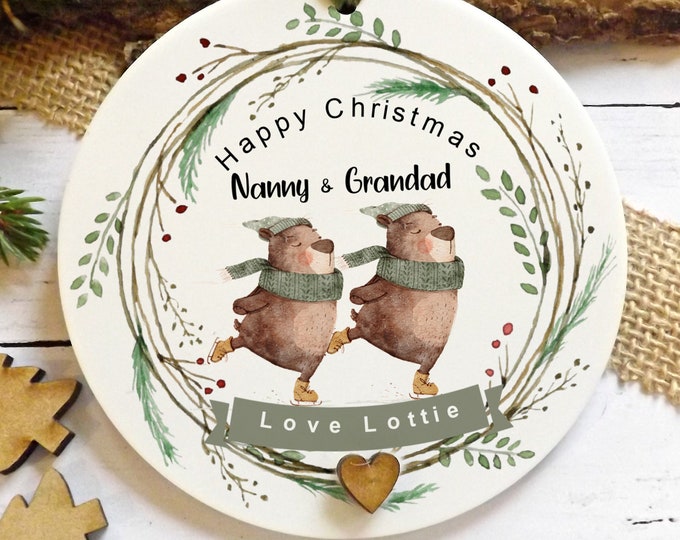 Personalised Grandparents Gift/Christmas Tree Decoration/Nanny And Granddad Gift/Grandchildren Gift/Christmas Ornament