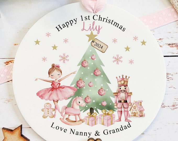 Granddaughter First Christmas Bauble, 1st Christmas Decoration, Grandchild Christmas Gift, Acrylic Keepsake, Daughter Niece Ornament