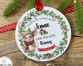 Personalised First Christmas Bauble, Childs Christmas bauble, Kids Tree Decoration, Child's First Christmas Decoration, Boy Mouse