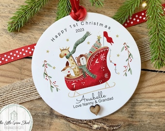 Personalised Baby's First Christmas Ornament: Woodland Animals Keepsake