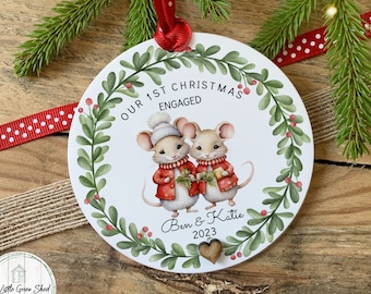 Personalised First Christmas Engaged Ornament: Woodland Animal Keepsake