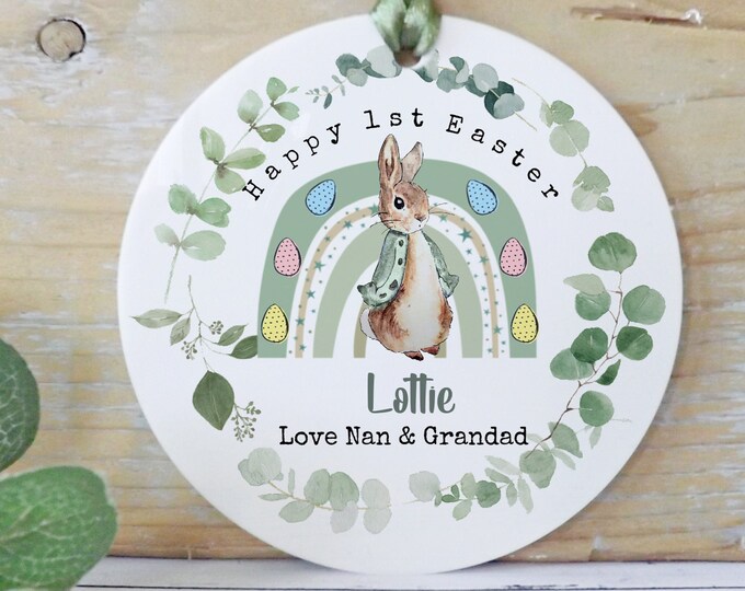 Happy 1st Easter Granddaughter, Grandson, Happy Easter Sign, Personalised Keepsake