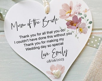 Mum of Bride Gift: Acrylic Heart Keepsake with Hessian Giftbag