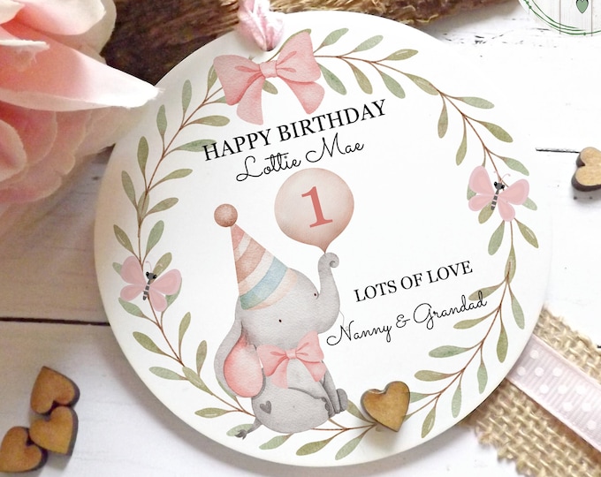 Personalised 1st Birthday Gift, First Birthday Keepsake, Plaque, Acrylic Hanging Decoration, Daughter, Granddaughter, Niece, Cousin gift