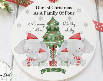 First Christmas as a Family of 3, 4, 5  Decoration, Family Keepsake, Christmas Bauble, Acrylic Gift, Baby's First Christmas Decoration,