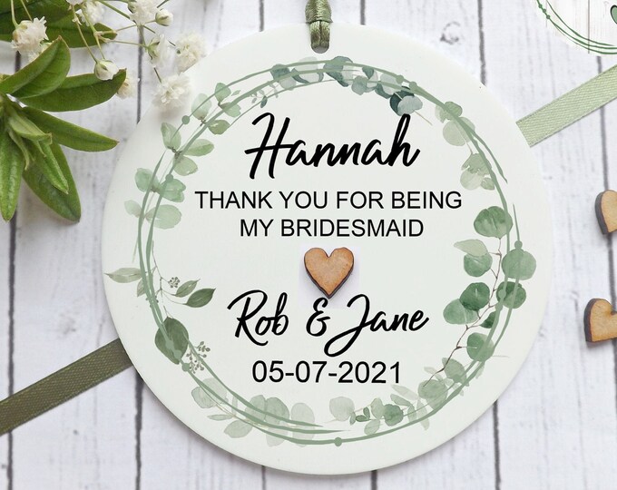 Bridesmaid Gift, Personalised Bridesmaid Keepsake, Flower Girl, Maid Of Honour, Hanging Decoration, Wedding Gift