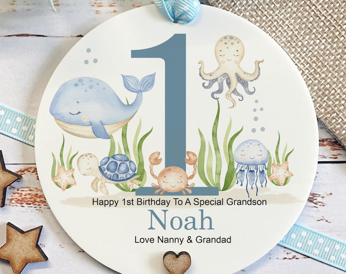 Personalised 1st Birthday Gift Son Daughter Grandson Granddaughter Sea Themed Any Relation Any Age Gift