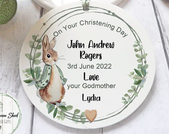 Christening Gift, Personalised Keepsake, Peter Rabbit, Baptism Gift, Godchild gift, Boy/Girl Christening Gift