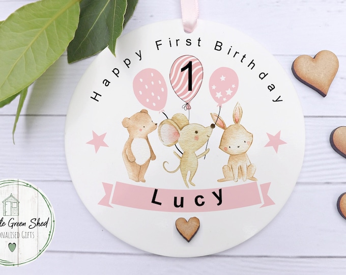 1st Birthday Girl Personalised Keepsake Plaque Gift Bag Option