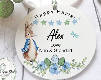 Personalised Easter Decoration, First Easter Gift, Easter Basket Tag, Kids Easter Gift, Peter rabbit gift