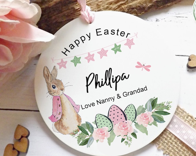 Personalised Easter Decoration, Easter Gifts, Easter Basket Tag, Spring Decor, Grandchild Gift,