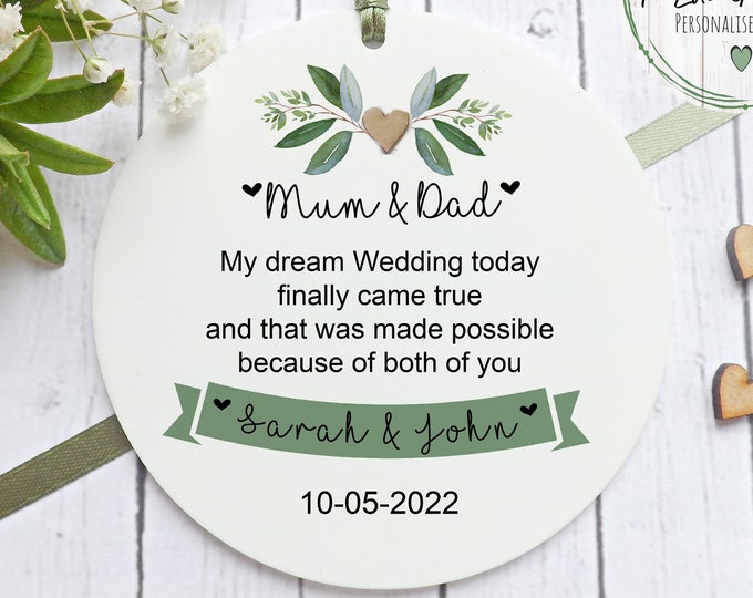 Mum And Dad Of The Bride Gift, Mum And Dad Keepsake, Wedding Gift, Parents Of The Bride Gift, Botanical Keepsake,