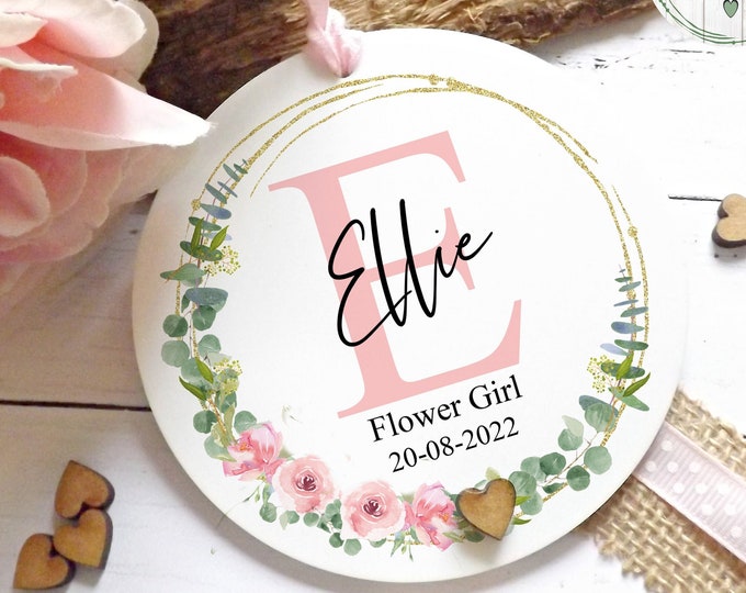 Flower Girl Keepsake, Bridesmaid gift, Gift for a Flower girl, Personalised Hanging Keepsake,