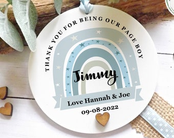 Page Boy Gift, Page Boy Keepsake, Wedding Personalised Hanging Keepsake, Rainbow Acrylic Gift