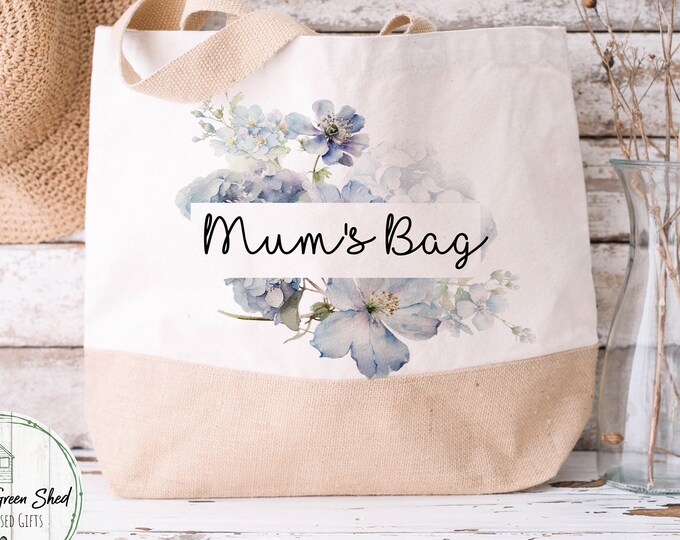 Personalised Mum Bag, Tote Bag, Gift For Mum, Shoulder Bag, Jute Tote Bag, Gift for Her, Travel Bag