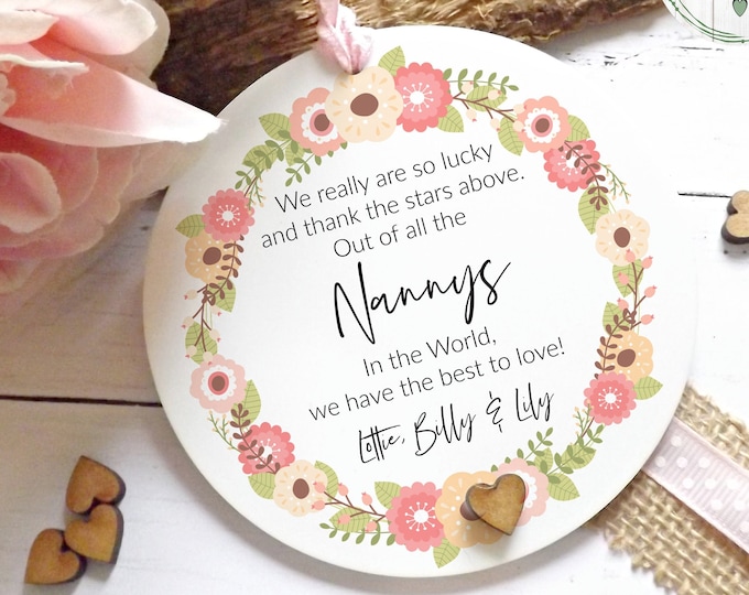 Nanny Gift, Gift for her, Personalised Nanny Keepsake, Mother's day, Birthday, Hanging Acrylic Decoration