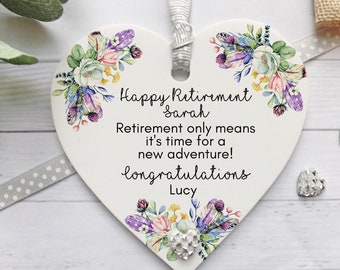 Personalised Retirement Keepsake: Floral Heart Plaque