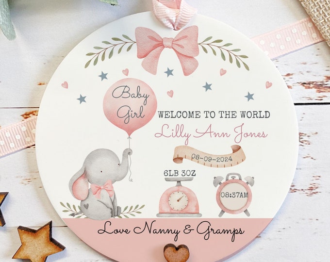 Personalised New Baby Keepsake, Welcome To The World Newborn Gift, Parents, Granddaughter Acrylic Ornament
