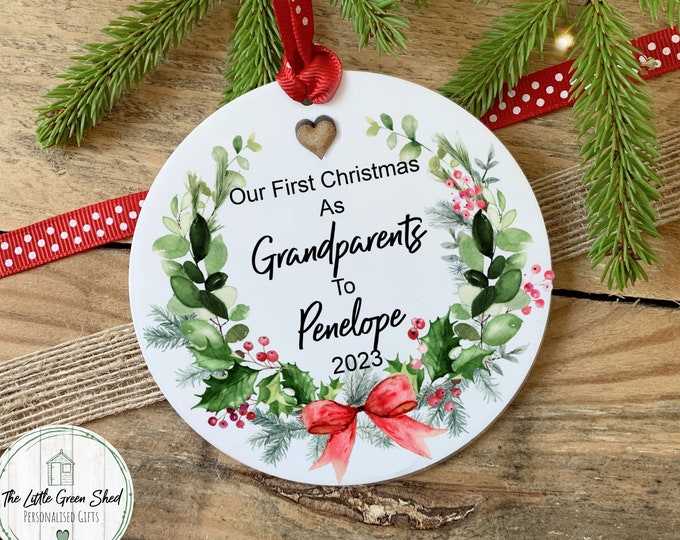 First Christmas As Grandparents keepsake, New Grandparents Gift,  Hanging Decoration, Tree Decoration, Gift, Acrylic Keepsake, WITH  GIFTBAG
